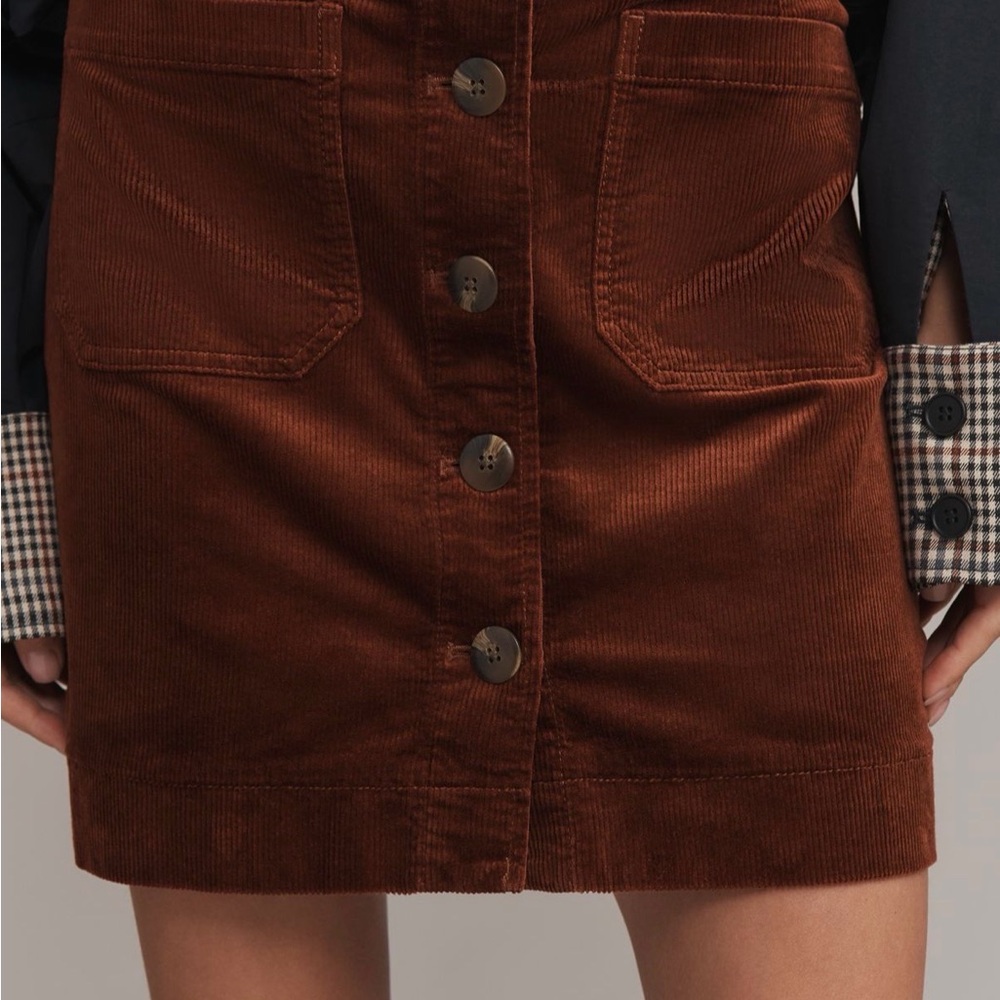Maeve Colette Brown Corduroy Button-Front Skirt